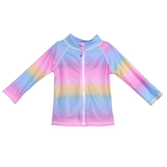 NWT Flap Happy Long Sleeve Rash Guard, Rainbow Ombré, UPF 50+, 24M - Picture 4 of 8